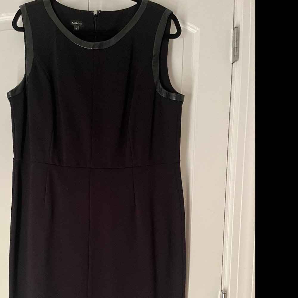 Talbots sleeveless Dress with faux leather trim